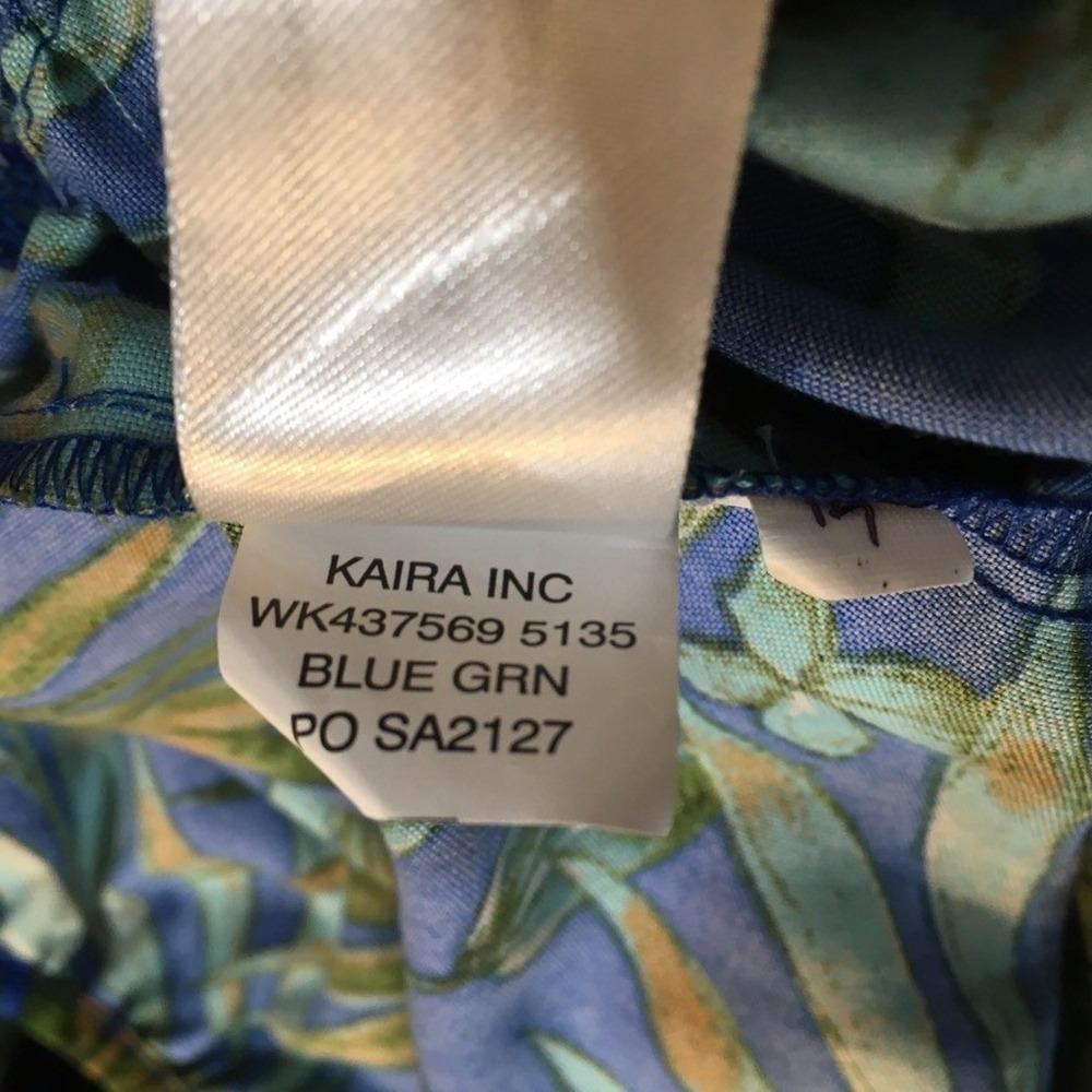 BOG Collective Tropical Floral Tiered Maxi Dress Womens M Blue Green Boho Resort - Picture 13 of 14